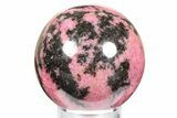 Bright Pink Polished Rhodonite Sphere - Madagascar #261480-1